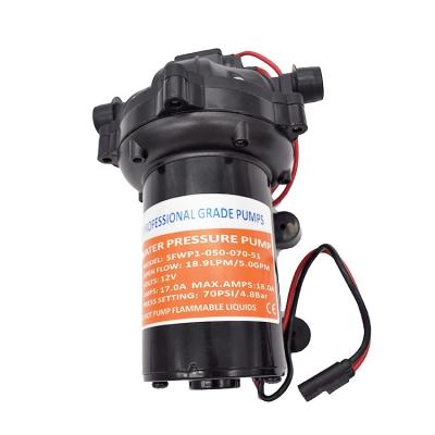 China 12V/24V MARITIME Diaphragm Water Washdown Pump 5GPM 70PSI Self Priming Boat Caravan Motor Freshwater Pump With 2 Pipe Clamps RV Cage for sale