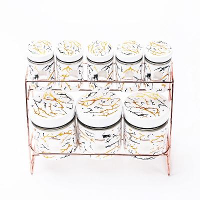 China Kitchen 6 Pcs Plastic Wooden Wholesale Glass Jars Wholesale Freshness Preservation Spice Spice Jar 150ml for sale