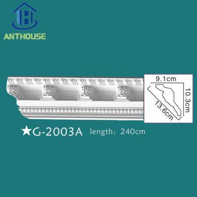 China Waterproof Home Decor PU Crown Moldings Polyurethane Cornice Moldings Baseboard Crown Molding For Ceiling Mount for sale