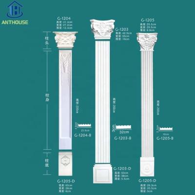 China Modern White Cavity Strap Decoration PU Molds Decorative Plastic Molds For Column Precast Plastic Roman Pillar for sale