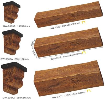 China Traditional Wholesale Natural Faux Beam Rustic Look Polyurethane Wood Rustic Ceiling Ceiling Beams for sale