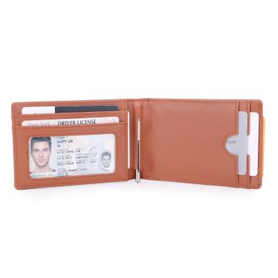 China Custom Logo Slim Bifold Wallet Bifold With Money Clip RFID Blocking Men's Wallet for sale