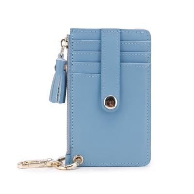 China Latest Design RFID Small Mini Tassel Zipper Women Coin Purse Wallet for sale