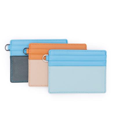 China Slim Custom Slim Wallet RFID Blocking Women Credit Card Leather Holder with D-ring for sale