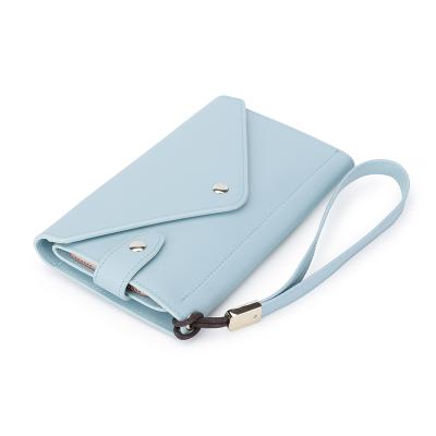 China RFID PU Leather Young Lady Wallet With Wristlet 2022 Latest Stylish Girl's Slim Snap Clutch Purse Wallet for sale