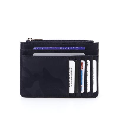 China Hot Selling RFID Simple Flat Leather Card Wallet Card Holder PU Credit Card Leather Holder for sale