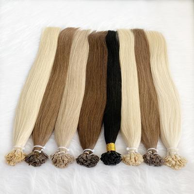 China Full Cuticle Remy Hair Extension , Qingdao Factory Wholesale Price Various Color Tip Flat Hair Extension Virgin Hair for sale