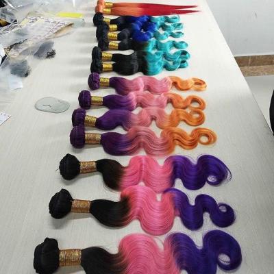 China Wholesale Cheap Body Wave Virgin Hair Straight Brazilian Hair Weft 1b/Pink for sale