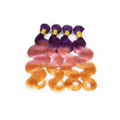 China Body Wave Ombre Straight Hair 1B T Bundles Purple Brazilian Virgin Hair Purple Brazilian Hair Weave Weave for sale