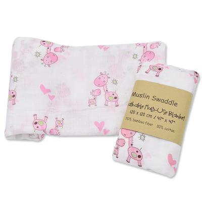 China 70% bamboo+30% cotton anti-static 2 layers wrap baby blanket muslin cotton muslin baby blanket for sale