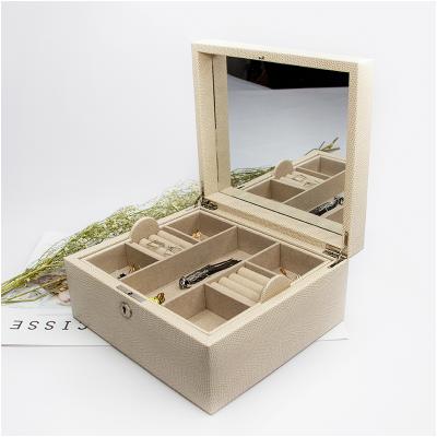 China Large Capacity Leather Home Ornaments Case Storage Handmade Luxury Jewelry Boxes For Earring Necklace for sale