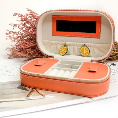 China Handmade Custom Design Gift Jewelry Box Travel Velvet Leather Watch Packaging Storage Jewelry Box For Ring Necklace for sale