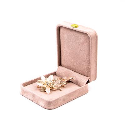 China Cheap Wholesales Elegant Low-key Luxury Customized Logo Print Suede Jewelry Packaging Box for sale