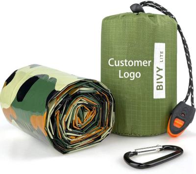 China Flammable Material Rope & Survival Whistle Included SOS Emergency Bivy Sleeping Bag With Flammable Rope And Whistle, Survival Bivy Bag Emergency Blanket for sale