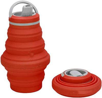 China Sustainable Outdoor Collapsible Water Bottle 500ml Silicon Reusable Drinking Bottle With Spout Lid BPA Free for sale