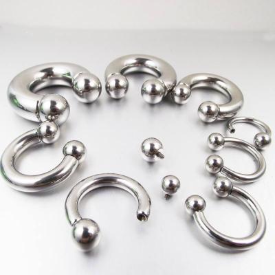 China Stainless Steel BCR Large Size Punk Circular Barbells Nose Ring Flesh Tunnel Internally Thread Horseshoe Body Jewelry for sale