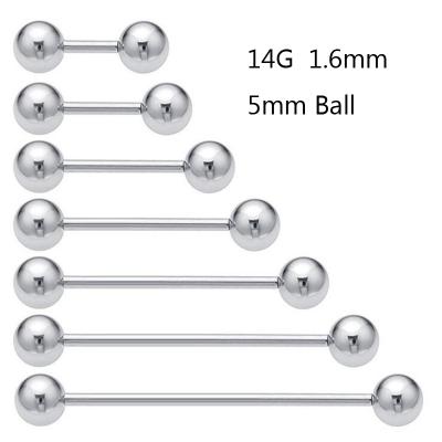 China 14G 1.6mm Stainless Steel Long Barbell Tongue Ring Nipple Bar Tragus Industrial Punk Helix Ear Body Piercing Jewelry for sale