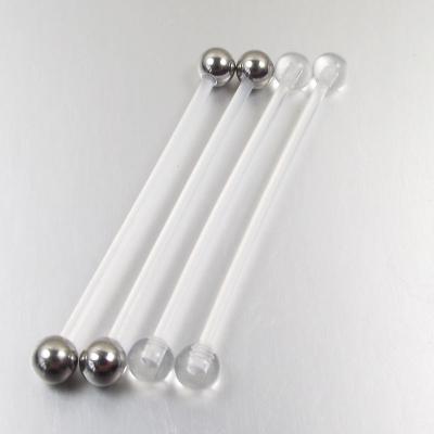 China Punk 1.6x38x5mm 14G Shape Clear Bioplastic Ring Soft Long Industrial Barbell Flexible Body Piercing Jewelry for sale