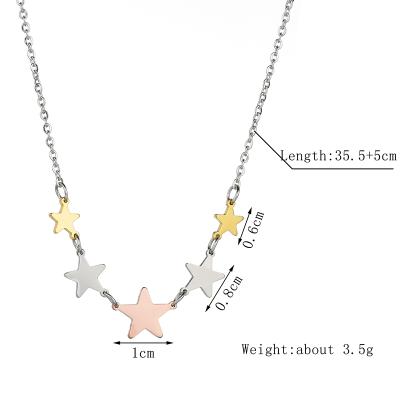 China Religious Stainless Steel Rose Gold 5 Stars Charm Necklace for sale