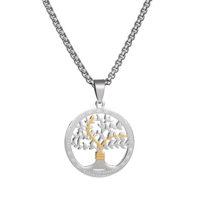 China Romantic Gold Stainless Steel Silver Tree Of Life Necklace For Women for sale