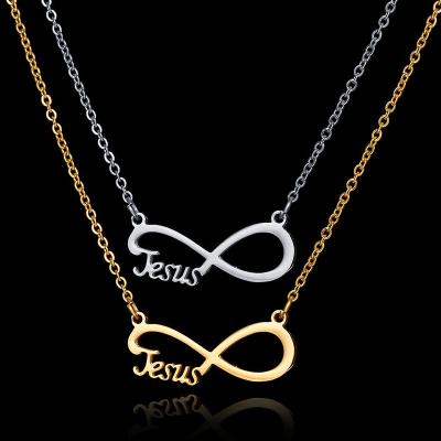 China 316L Stainless Steel Religious Jesus Pendant Necklace Love Letter Lucky Number Eight Jewelry for sale