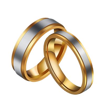 China FASHIONABLE 18K Gold Stainless Steel Couple Engagement Wedding Rings Jewelry for sale