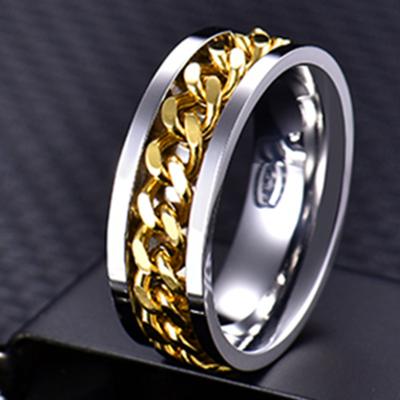 China FASHIONABLE Stainless Steel Mens Chain Ring High Quality Spinner Punk Women Rotating Jewelry for sale