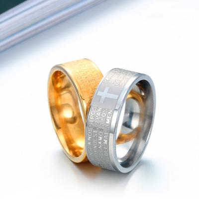 China FASHIONABLE Cross Women Christian Jewelry Stainless Steel Mens Rings Gold Bible Prayer Engagement for sale