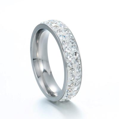 China FASHIONABLE Silver Clear Rhinestone CZ Ring Jewelry Stainless Steel Engagement for sale