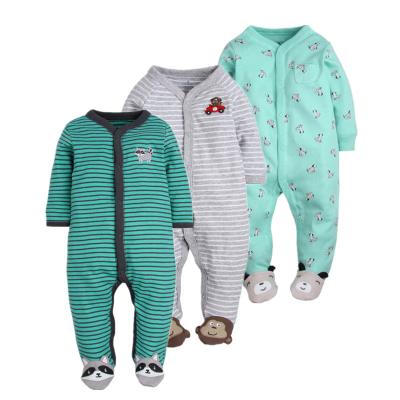 China Casual Brand Newborn Baby Clothes Home Wear Baby Romper 100% Cotton Sleep Pajamas Striped Suit for sale