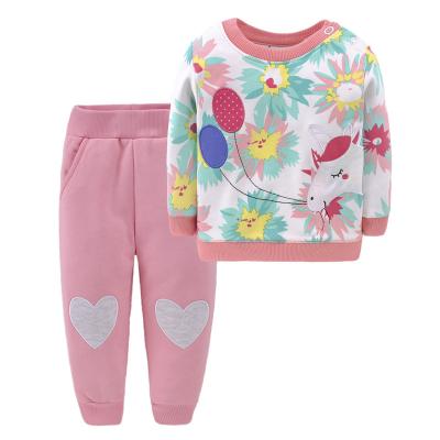 China Brand Spring Breathable Babies Cartoon Set Children Autumn Long Sleeve Wear Cotton Mother Girls Warm Clothes Babies Clothing for sale