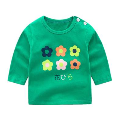 China Spring New Baby Breathable T-shirts For Girls 2021 New Long Sleeve Children T-shirts Cartoon Printed Casual Blouse Summer Tops 1-5y for sale