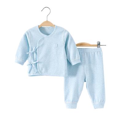 China Casual Comfortable Baby Set Baby Clothes Sets Unisex Children Clothing Sets Solid Color Four Seasons Newborn Baby Soft Casual Pajamas 0-6M for sale