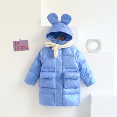 China 2021 New winter children's long down jacket anti-wrinkle middle thickened boy and girls warm fashion Outwear teen wash free jacket 4-12y for sale