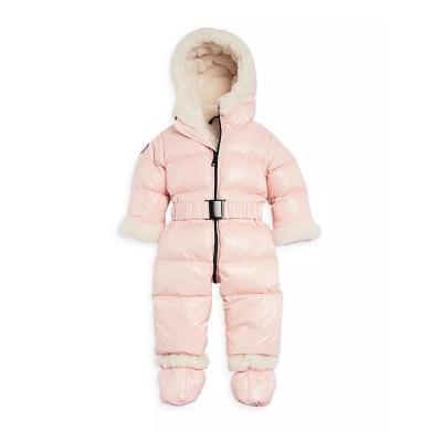 China Anti-pilling girls hooded winter solid color coat jumpsuit thicken waistband cotton keep warm windproof and waterproof casual simple style for sale