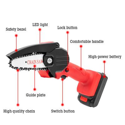 China 6 Inch Hot Portable Cordless Electric Chainsaw Rechargeable Battery Anti-skid Garden Work for sale