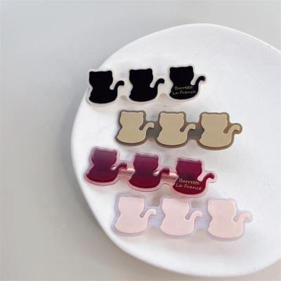 China Fashion cute side girly party hair decoration acetate cat hairpin clip fringe clip accessory for sale