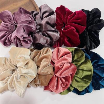 China 2023 Fashion Elastic Hair Scrunchie Women's Hair Rope Large Bows Headband Cloth Hair Accessories Solid Color Hair Rope Women New for sale