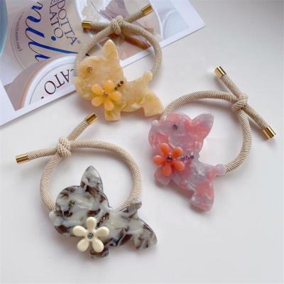 China Girls' Favorite Hair Rope Cartoon Flower Acetate Dog Attractive Rhinester Head Rope Hair Accessories Cute Children's Hair Rope for sale