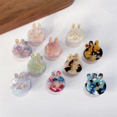 China Small Size Colorful Hair Claw Clip Acetate Girl Bangs Mini Hairpin Candy Color Grid Series Bunny Cute Summer Side Claw Clip for sale