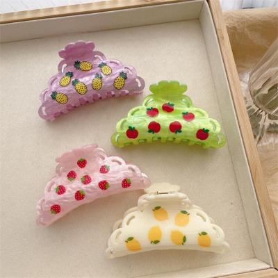 China Acetate hair claw clip fruit Memphis clip fashion trend women new strawberry apple clip hair style claw cute yummy hair accessories for sale