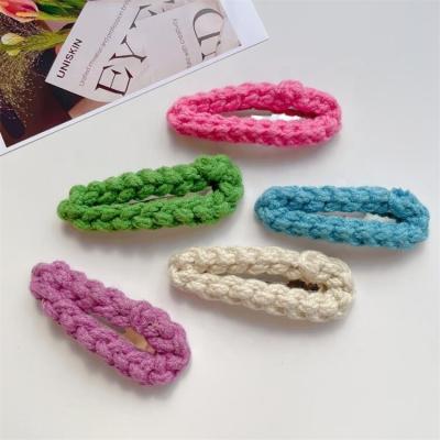 China Hair Pin Knitted Wool Hair Clip Drop Shape Breaking Clip Candy Color Cute Hair Accessories Korean Style Side Bangs Hair Clip Broken for sale