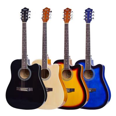 China Cheap 41 Inch Basswood Basswood Guitar Made in China Custom Acoustic Guitar Logo Guitar Student High Gloss for sale