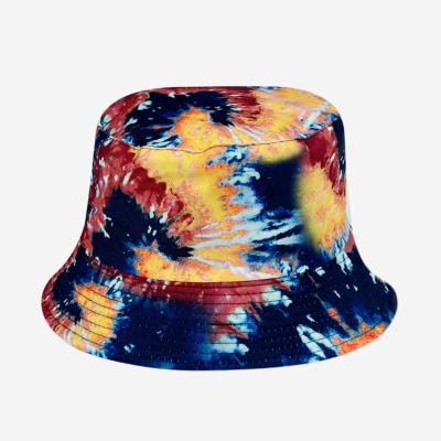 China Customized sunscreen tie-dye colorful European and American personality hip-hop bucket hat cotton Sun hat for sale