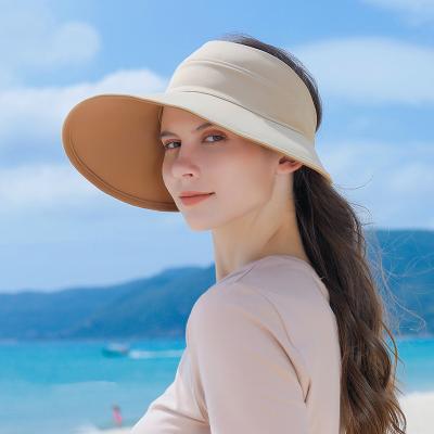 China Wholesale Summer Customized Women's Silk Double-Sided Summer Ice Cap Large Brimmed Empty Sun Visor Hat Anti-ultraviolet for sale