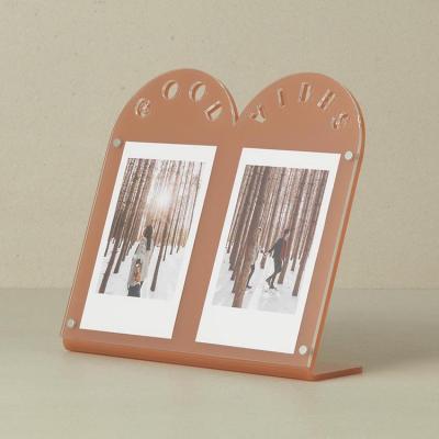 China Laser Cut Good Words Vibraphone Laser Cut Modern Colorful Double Photo Acrylic Instax Frame for sale