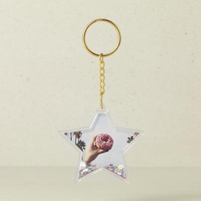 China Key Chain Fits Two Design Two Design Glitter Plastic Star Shaped Liquid Top Quality Photos Clean Key Chain for sale