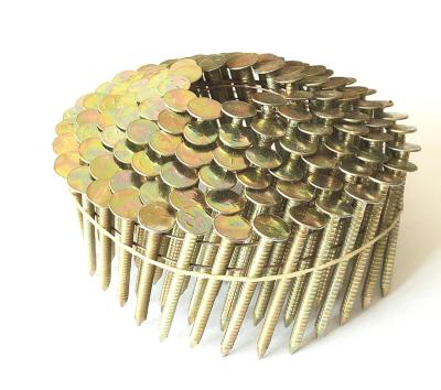 China Flatbed 1 1/4 Screw Ring Smooth Leg Paddle Coiled Nail Coil Roofing Nails for sale