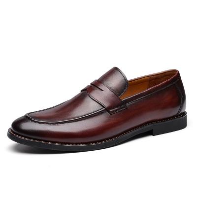 China Genuine Leather Men's Top Layer Genuine Leather Loafer Slip-On Shoes Lit New High Quality Formal Men Shoes for sale