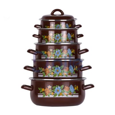 China Sustainable Enameled Kitchen Ware Cookware Set Casserole Cook Cooking Pots Cookware Set for sale